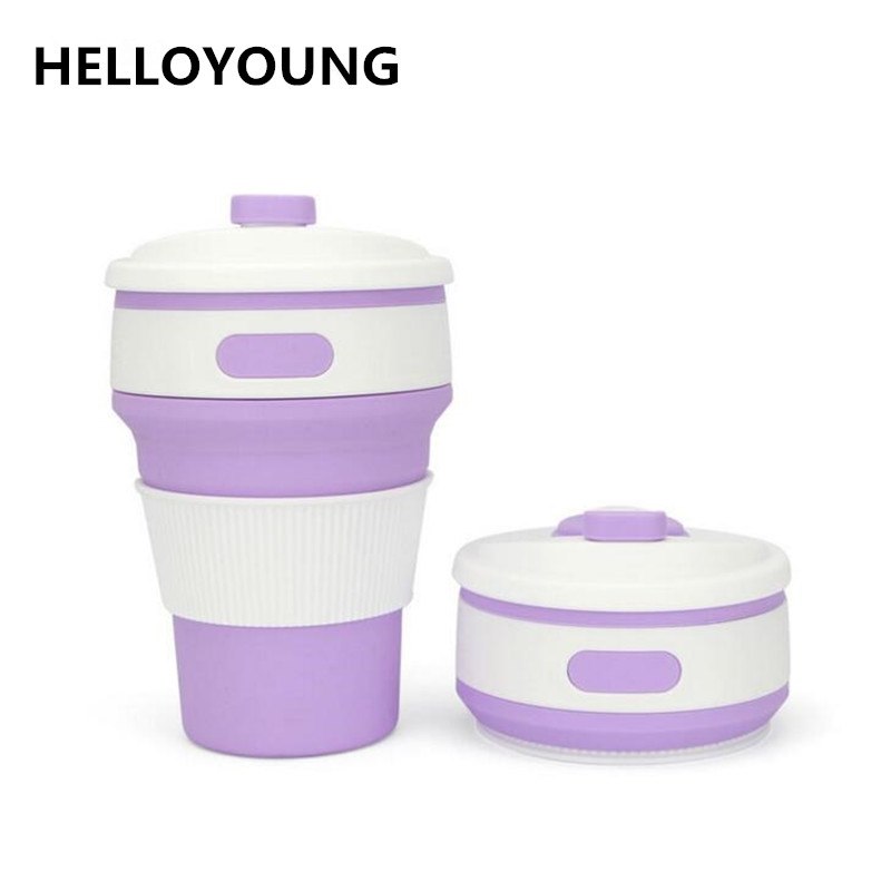 HELLOYOUNG Fashion 350ML Portable 4 Color Coffee Tea Folding Silicone Water Bottles Travel Hiking Picnic Collapsible Bottle Main image