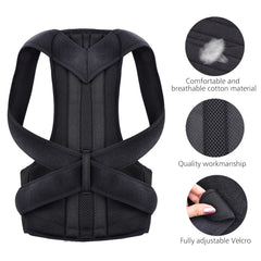 Adjustable Black Back Posture Corrector Shoulder Lumbar Spine Brace Support Belt Health Care for Men Women Unisex