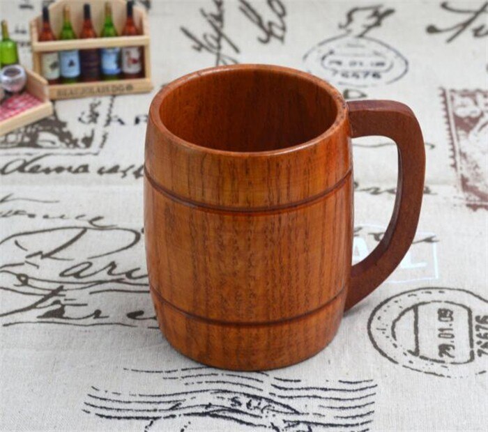 1pc Classic Style Natural Wood Cup Wooden Beer Mugs Drinking For Party Novelty Gifts Eco-friendly 350ml Main image
