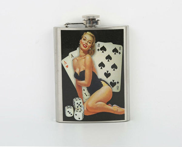 Creative Popular Stainless Steel Hip Flask 8oz Female Model Whiskey Liquor Wine Flask Personalized Outdoor lagon