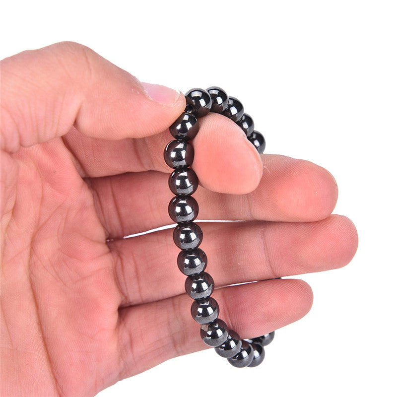 1PCS Unisex Luxury Slimming Bracelet Weight Loss Round Black Stone Magnetic Therapy Bracelet Health Care