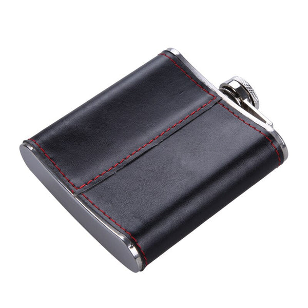 6oz Hip Flask PU Leather Wrapped Flagon Wine Pot Portable Stainless Steel Whiskey Wine Bottle Container Alcohol Drinkware