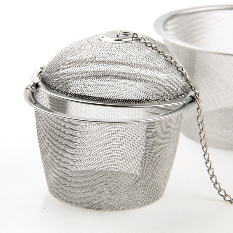 3 Size Stainless Steel Tea Locking Spice Egg Shape Ball Mesh Infuser Tea Strainer With 2 Handles Lid Secondary image