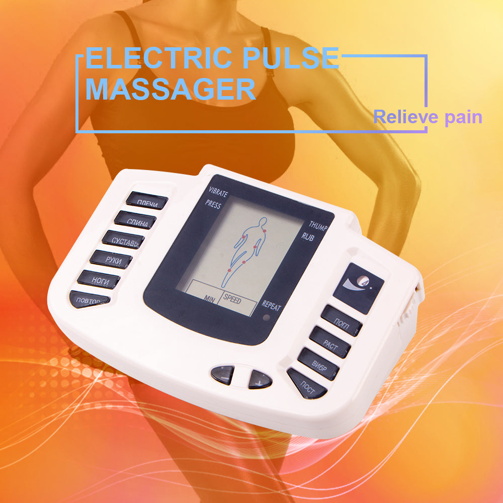 New Russian button Electrical Muscle Stimulator Body Relax Muscle Massager Pulse Tens Acupuncture Therapy Slipper+8 Pads+box