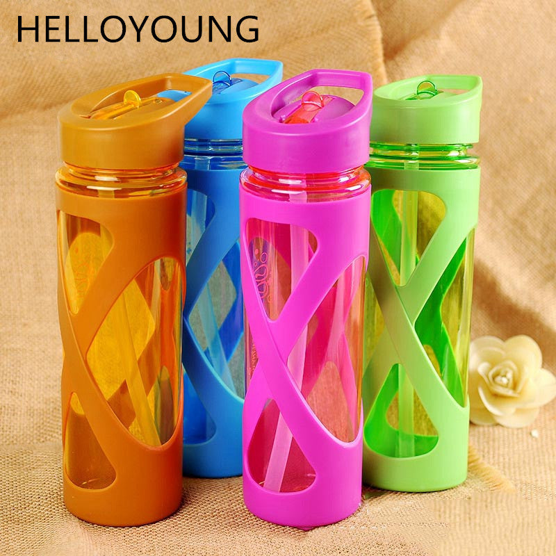 580ml New Seal Straw Sport Water Bottle Anti Hot Leak Proof Plastic Sleeve Drink Bottle Eco-friendly Protein Powder Shaker Main image