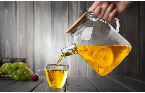 1L/1.6L Big Transparent Borosilicate Glass Teapot Heat-Resistant Large Clear Tea Pot Flower Tea Set Puer Kettle Office Home Tool