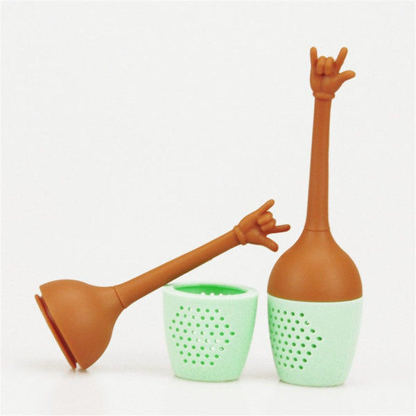 Funny Hand Gestures Tea Infuser Black Tea Strainer FDA Grade Silicone Loose Leaf Herbal Spice Holder Tea Brewing Tools