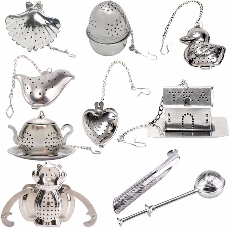 Heart/House/Duck/Monkey/Teapot/Ball/Bird/Shell Full Shape Stainless Steel Infuser Filter Strainer Tea Ball Spoon Main image