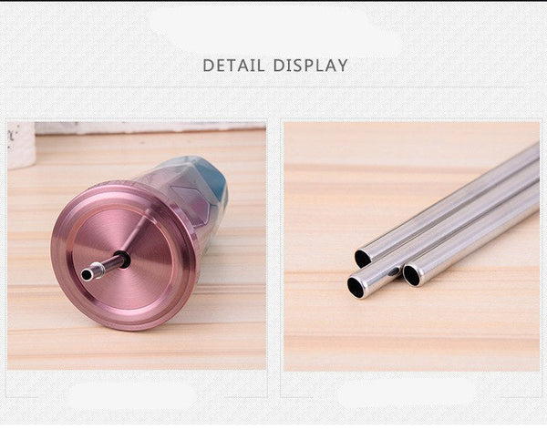 Coffee Mug With Straws Cup 500ml Creative Double Wall Stainless Steel Gradient Diamond Shaped Vacuum Insulation Bottle Tour