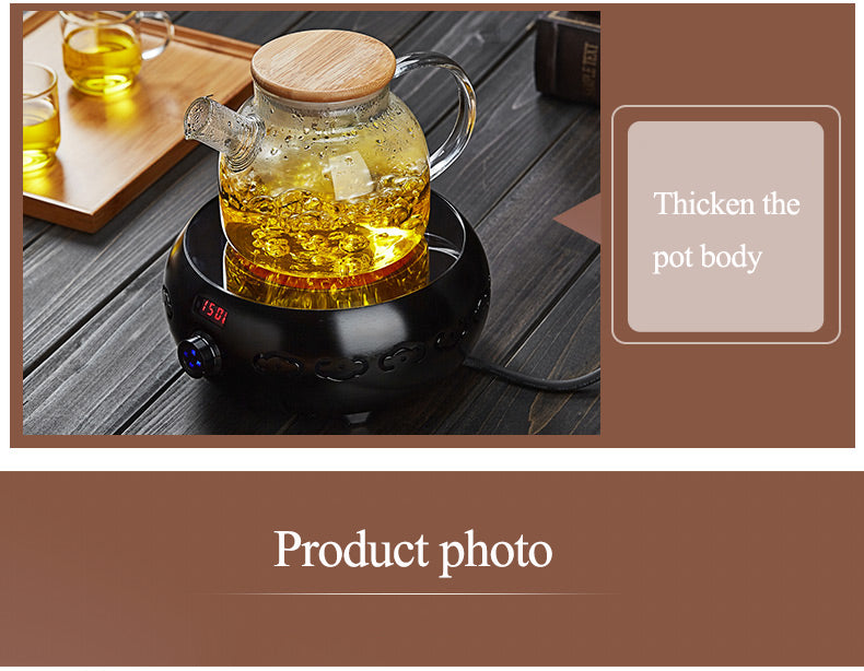 1L/1.6L Big Transparent Borosilicate Glass Teapot Heat-Resistant Large Clear Tea Pot Flower Tea Set Puer Kettle Office Home Tool
