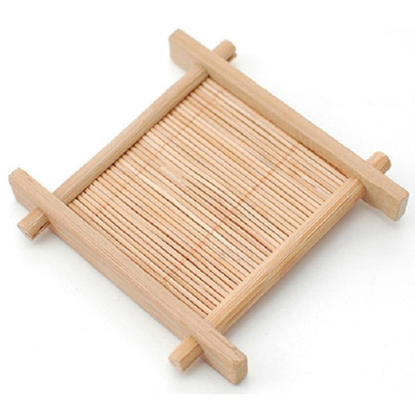 CJ268 Natural 1pc 100% Bamboo Wood Trays For Tea Trays 7cm*7cm Creative Chinese Word Jing Concave Cup Mat