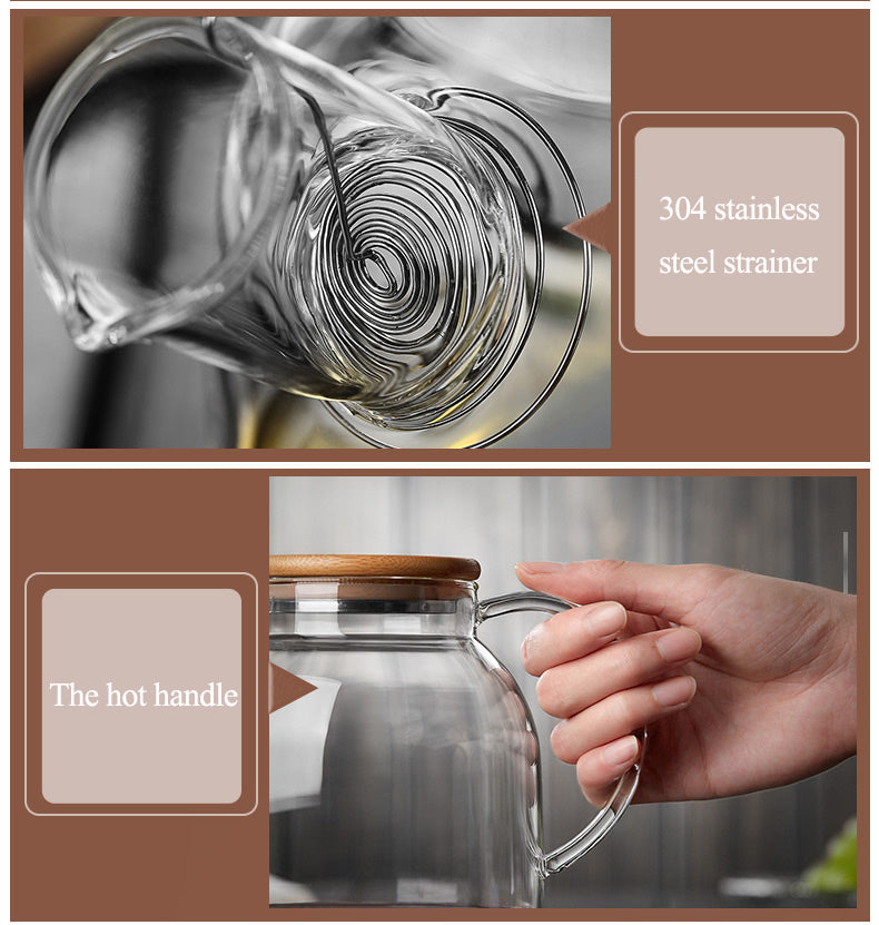 1L/1.6L Big Transparent Borosilicate Glass Teapot Heat-Resistant Large Clear Tea Pot Flower Tea Set Puer Kettle Office Home Tool