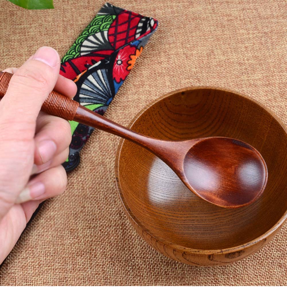 Eco Wooden Spoon Flatware Kitchen Soup Coffee Stirring Ice Cream Spoons Cooking Utensil Coffee Tea Mixing Spoons Tableware Secondary image