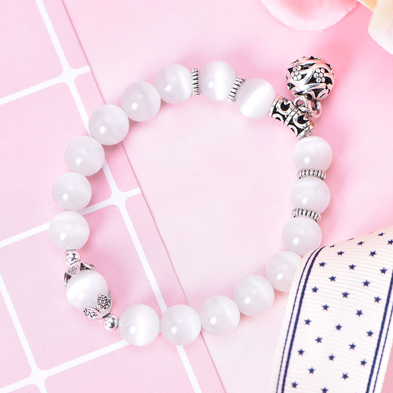 Weight Loss White Cat Eye Beads Bracelet with Lucky Pendant Therapy Bracelet Anklet Weight Loss Product Health Care