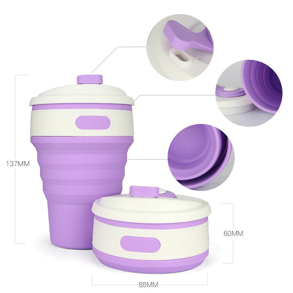 HELLOYOUNG Fashion 350ML Portable 4 Color Coffee Tea Folding Silicone Water Bottles Travel Hiking Picnic Collapsible Bottle