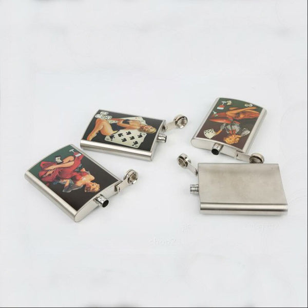 Creative Popular Stainless Steel Hip Flask 8oz Female Model Whiskey Liquor Wine Flask Personalized Outdoor lagon