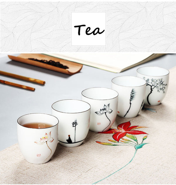 6 PCS/LotTraditional Chinese Tea Cup Ceramic Advanced Porcelain Tea Set Accessories Teacups Drinkware Dropshipping