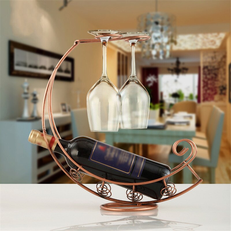Metal Antique Black/Bronze Metal Wine Bottle Champagne Storage Holder Rack Bar Stand Bracket Display Stand Bracket Decor Secondary image