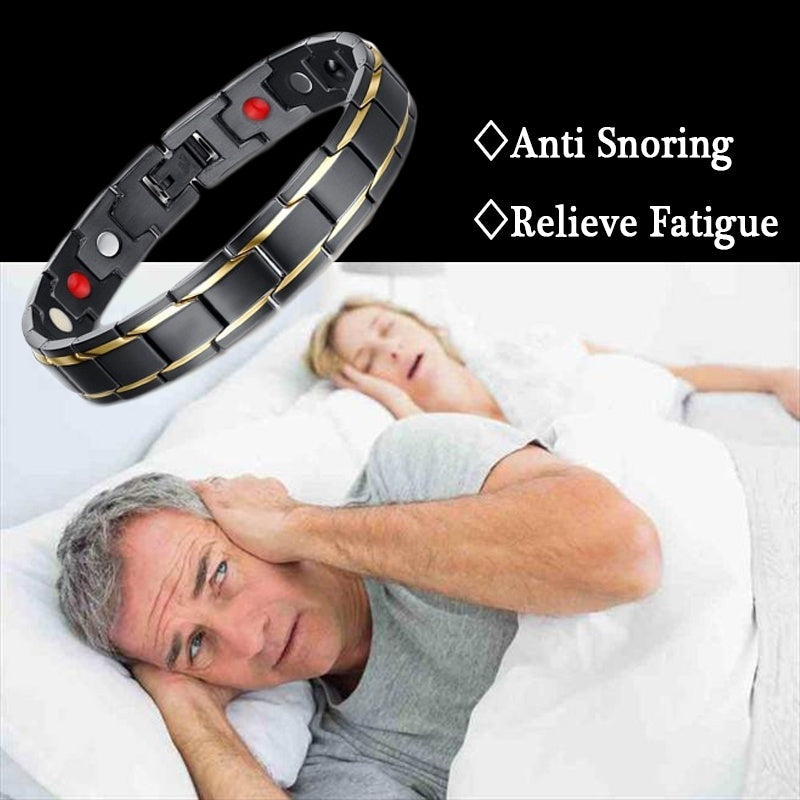 New Hot Men Magnetic Therapy Bracelet Classic Titanium Steel Anti-snoring Health Care Anti Snore Wrist Watch Sleep Snoring