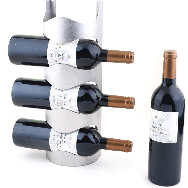 1PC 3 or 4 Hole Stainless Steel Wall Mounted Wine Holder Rack Household Wine Bottle Holder For Homeuse With Screws Secondary image