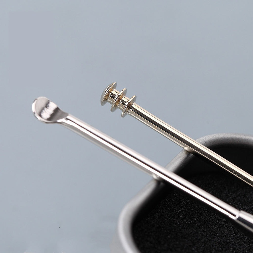 Earpick Double-Ended Stainless Steel Spiral Ear Pick Spoon Ear Wax Removal Cleaning Tool Health Care Tool 1 Pc