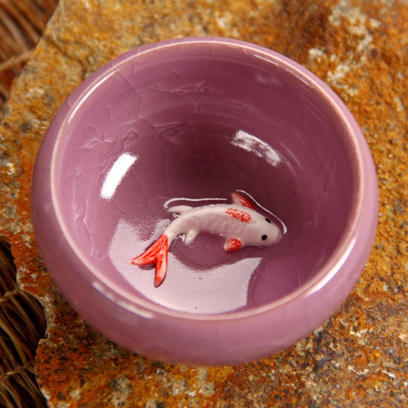 CJ272 Colorful Ice-Crackle Porcelain 8 Colors Tea Cup With Fish Pattern Ceramic Ceramic Kung fu Tea Set China porcelana tea se