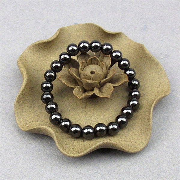 Unisex Luxury Slimming Bracelet Weight Loss Round Black Stone Magnetic Therapy Bracelet Health Care 1PCS