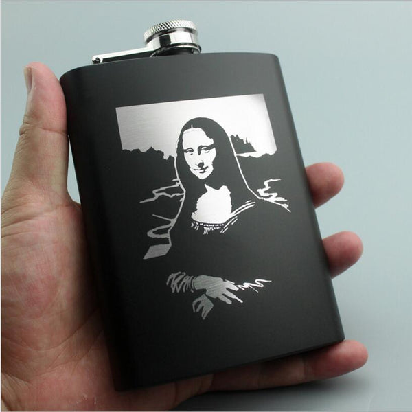8OZ Ounce Elvis Skull KGB Godfather Stainless Steel Black Whiskey Vodka Hip flask Portable Flagon Alcohol Bottle