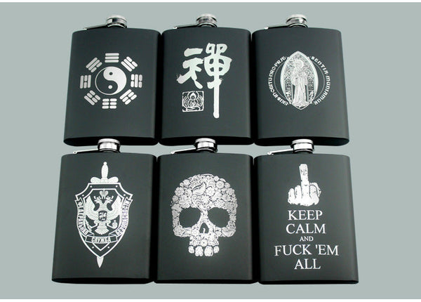 8OZ Ounce Elvis Skull KGB Godfather Stainless Steel Black Whiskey Vodka Hip flask Portable Flagon Alcohol Bottle