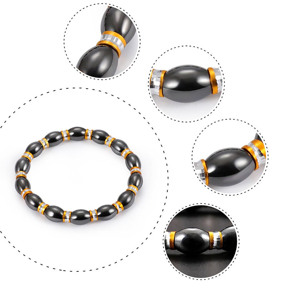 1Pc Magnet Bracelet Slimming Weight Loss Bracelet Slimming Hand Chain Round Hematite Magnetic Stone Therapy Jewelry Health Care Main image