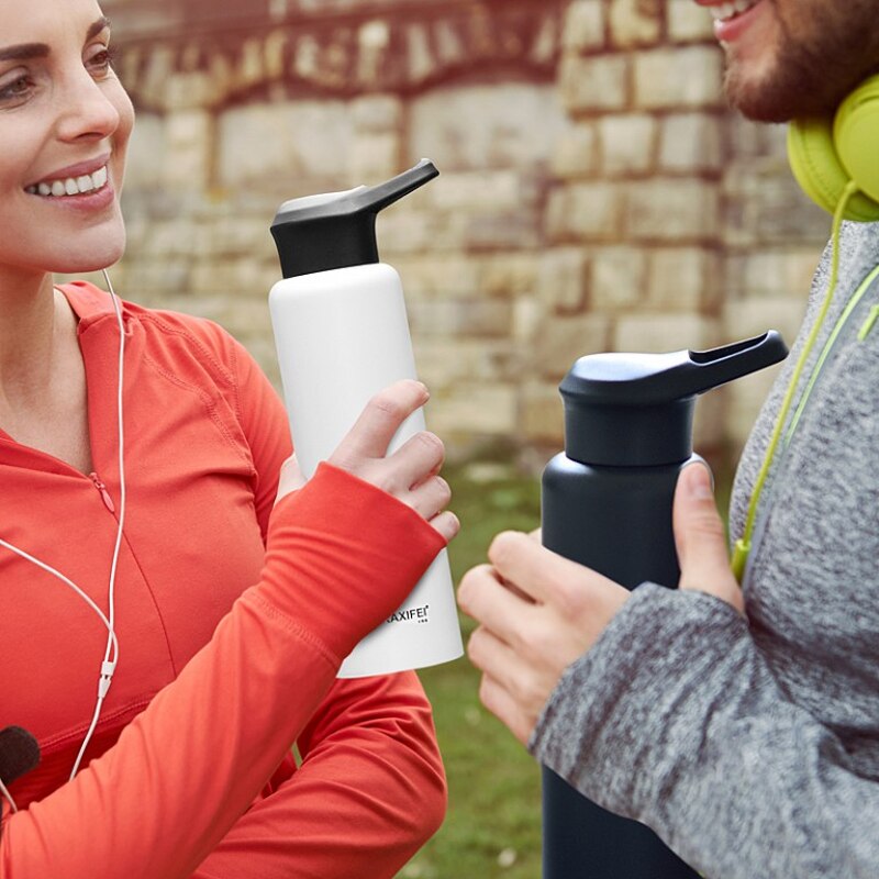 Vacuum Insulated Bike Bicycle Cycling Sports Water Bottle Stainless Steel Flask Jar Leak-proof Canteen 550mL 750mL