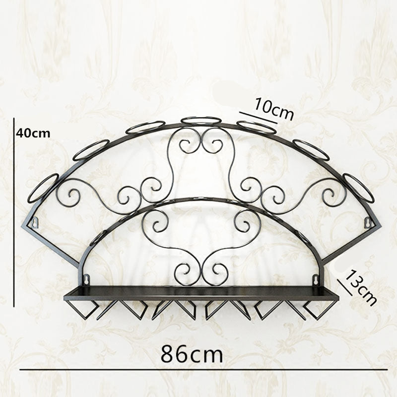 Modern Metal Wine Holder Rack for 7 Bottles Wall Mounted Wine Bottle Display Rack Glassware Storage Shelf for Whiskey Red Wine Main image