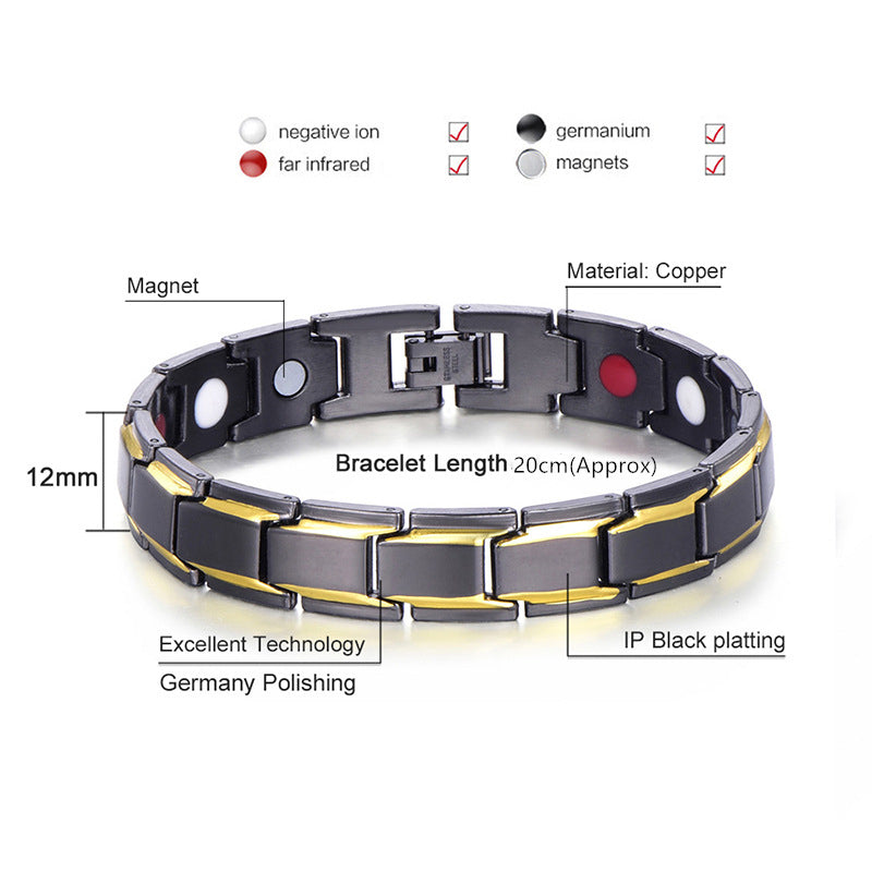 New Hot Men Magnetic Therapy Bracelet Classic Titanium Steel Anti-snoring Health Care Anti Snore Wrist Watch Sleep Snoring