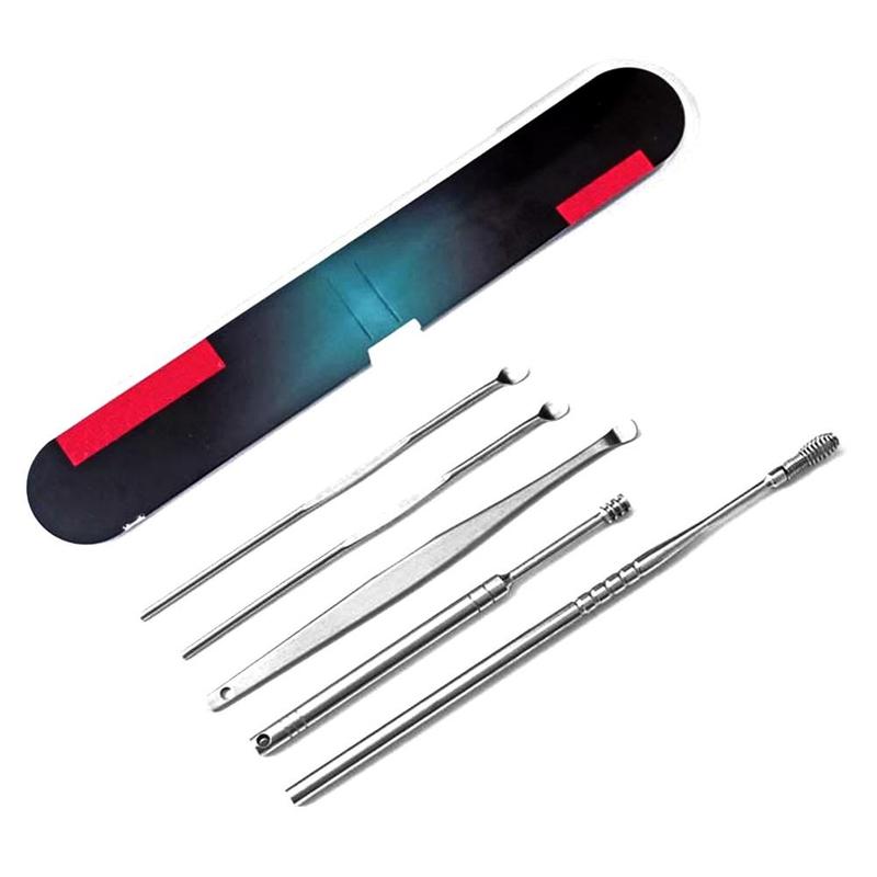 5 Pcs / Lot Stainless Steel Portable Spiral Choose Ear Wax Health Stick Cure Cleaner Cleaning Kit Ear Care Removal Tools Main image