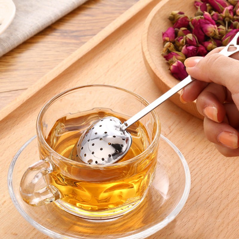 1 Pc Stainless Steel Practical Heart Shape Tea Infuser Spoon Strainer Steeper Handle Shower Table Tool Main image