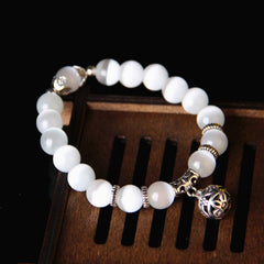 Weight Loss White Cat Eye Beads Bracelet with Lucky Pendant Therapy Bracelet Anklet Weight Loss Product Health Care