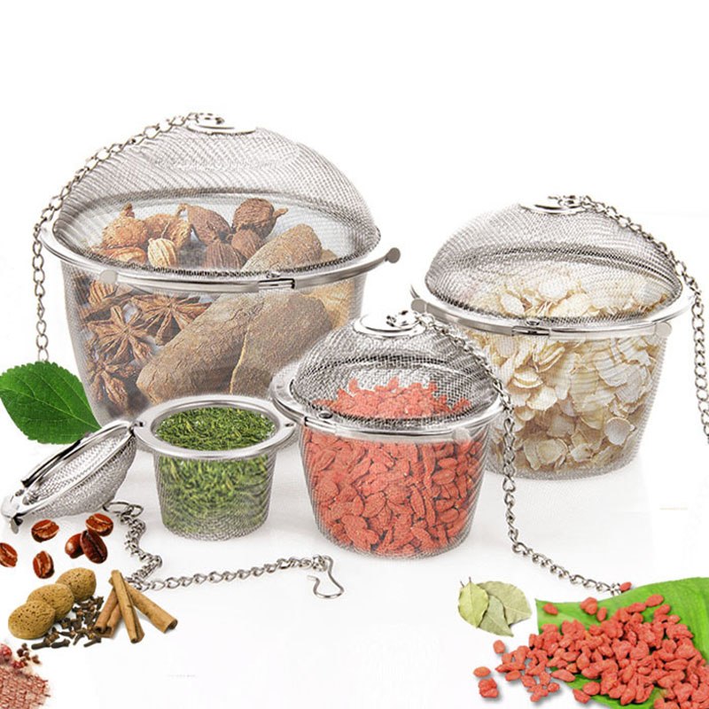 3 Size Stainless Steel Tea Locking Spice Egg Shape Ball Mesh Infuser Tea Strainer With 2 Handles Lid Main image