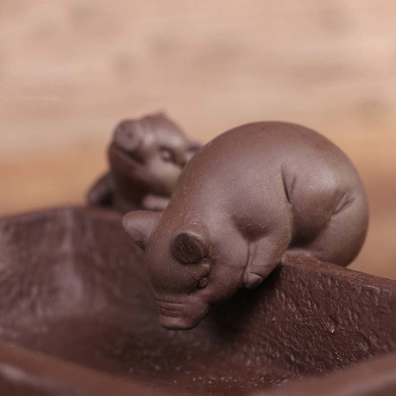CJ280 Creative DIY Purple Sand Tea Pet Pig Furnishing Articles Home Decoration Kung Fu Tea Accessories