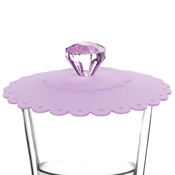 1pc Lace Silicone Dustproof Leakproof Reusable Silicone Diamond Cup Lid Insulation Cover Thermal Insulation Cup Cover Seal Cover