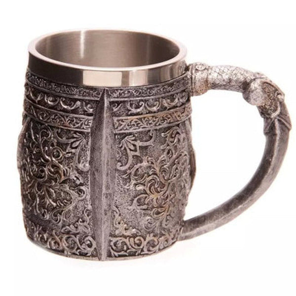 HELLOYOUNG14oz Coffee Mugs Double Wall 3D Skull Mugs Coffee Cup Mug Skull Knight Tankard Dragon Drinking Cup for Halloween Decor
