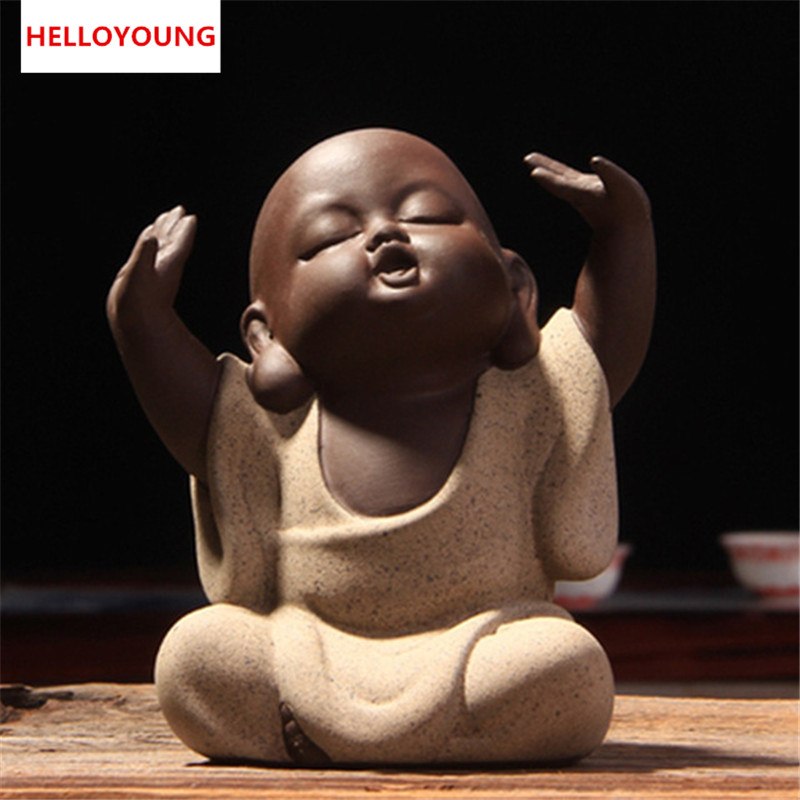 CJ278 Factory Outlets Lovely Buddha Tea Pet Monk Sand Tea Pet High Qulity Purple Tea Pet Tea Set Fitting Hand Decoration