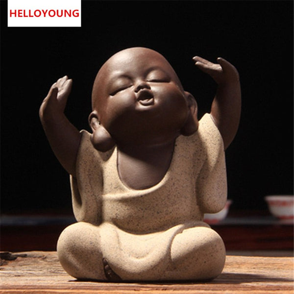 CJ278 Factory Outlets Lovely Buddha Tea Pet Monk Sand Tea Pet High Qulity Purple Tea Pet Tea Set Fitting Hand Decoration
