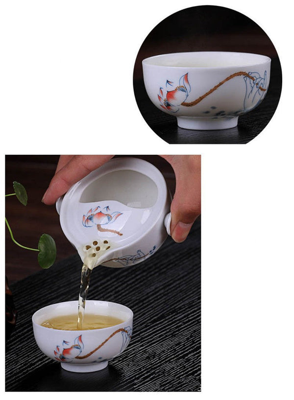CJ225 Tea set Include 1 Pot 1 Cup, High quality elegant gaiwan,Beautiful and easy kettle teapot Chinese porcelana tea set