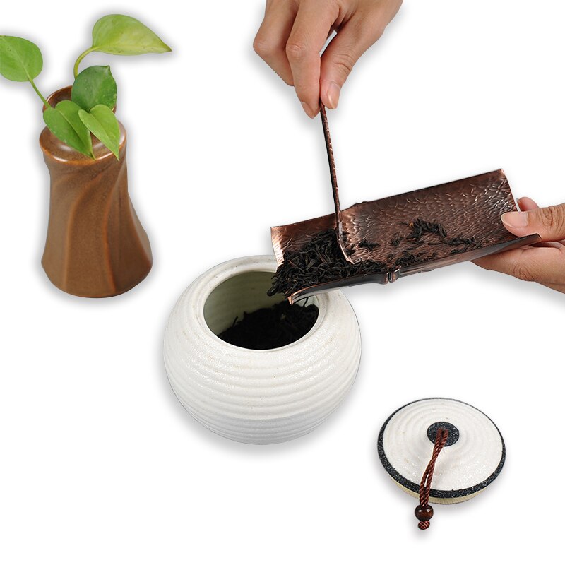 2Pcs/Set Copper Tea Scoop Spoon Tea Leaves Chooser Holder High Quality Chinese Kongfu Tea Accessories Tools Main image