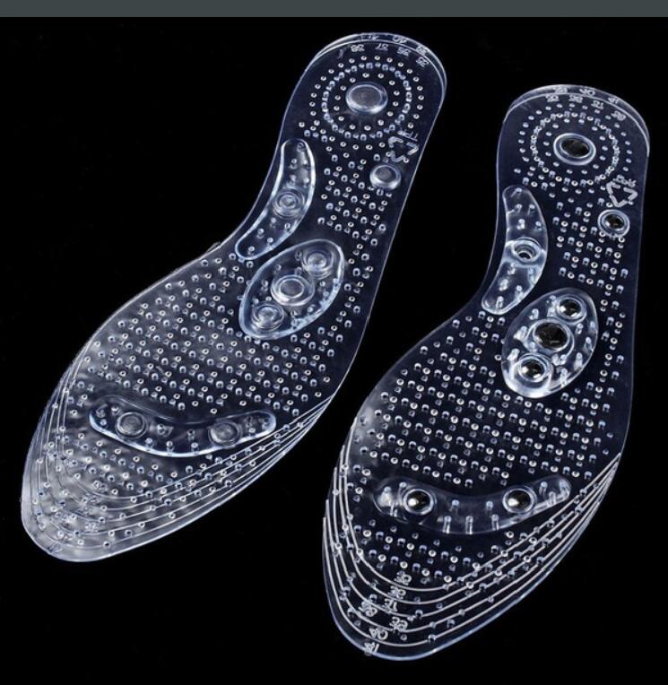 New Men and Women Magnetic Therapy Foot Insole Transparent Silicone Anti-fatigue Health Care Massage Slimming Weight Loss Insole