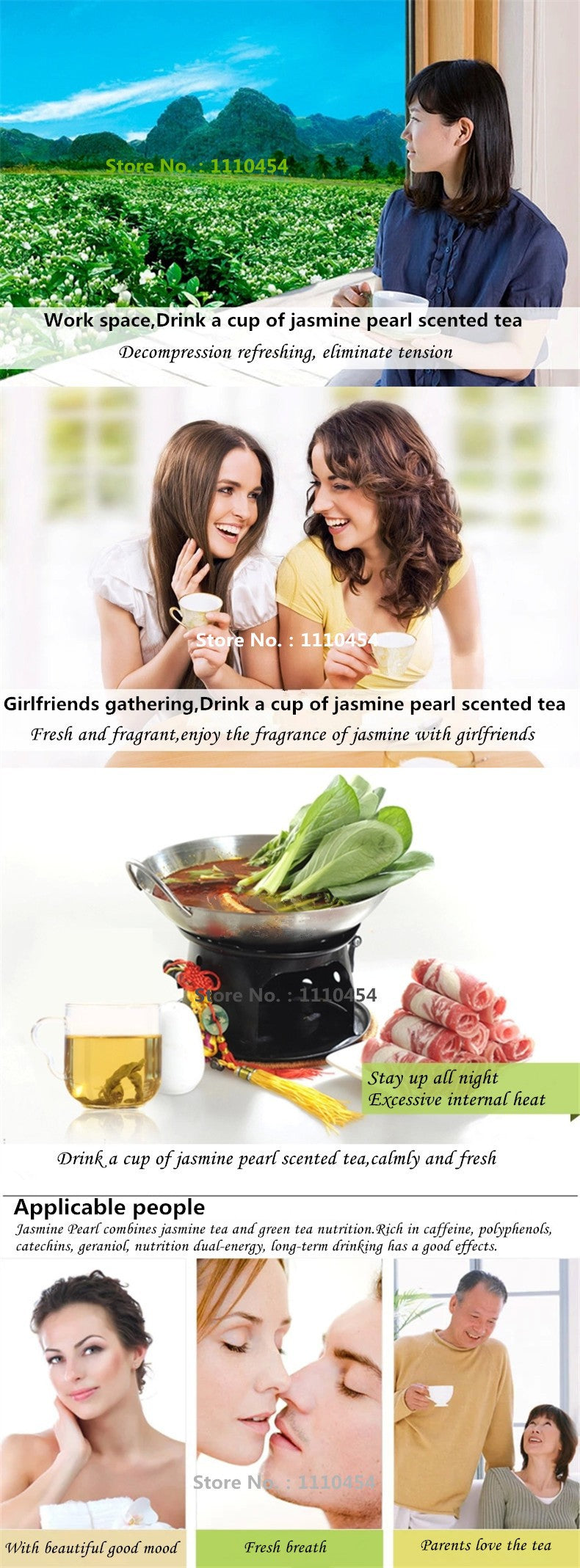 HelloYoung New Natural Jasmine Flower Tea Blooming Fresh Herbal Green Tea Hot Sale 250g