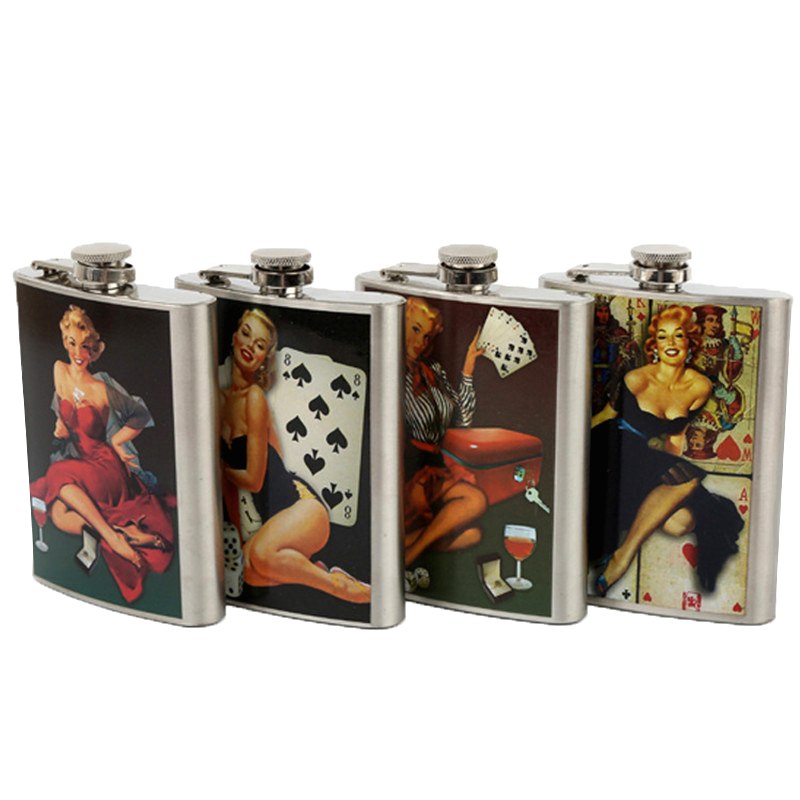 Creative Popular Stainless Steel Hip Flask 8oz Female Model Whiskey Liquor Wine Flask Personalized Outdoor lagon