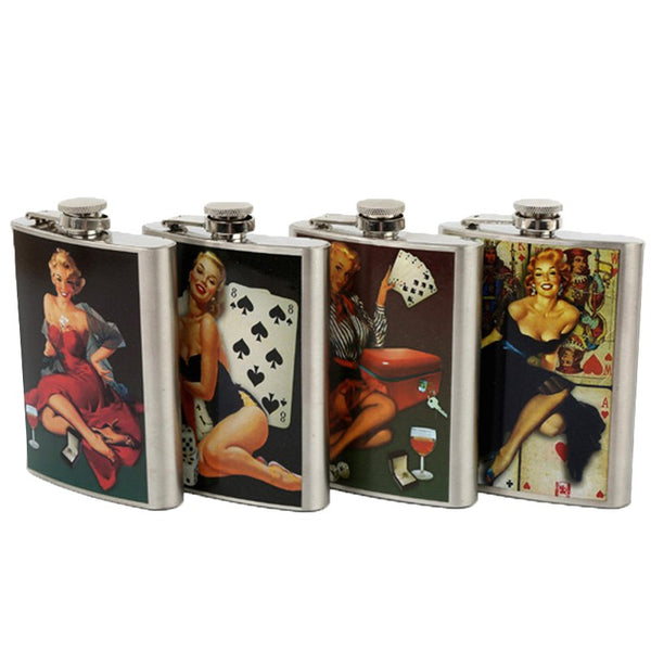 Creative Popular Stainless Steel Hip Flask 8oz Female Model Whiskey Liquor Wine Flask Personalized Outdoor lagon