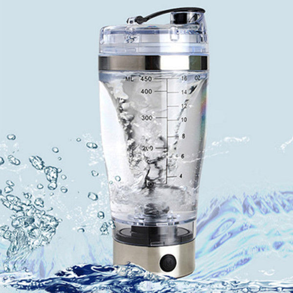 New Protein Powder Shakes Bottle Leakproof Lid Stainless Steel Electric Shaker Water Bottle Auto Stirring Coffee Glass 450ml