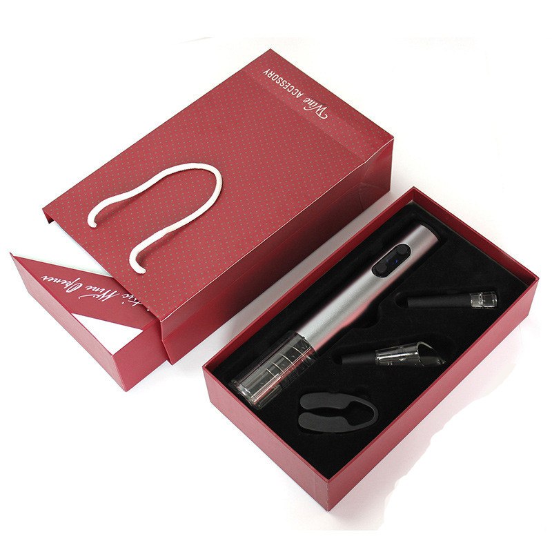 4pcs Aluminum Alloy Red Wine Opener Electric Wine Bottle Opener Vacuum Stopper Pourer Gift Set For Christmas Bar Accessories Secondary image